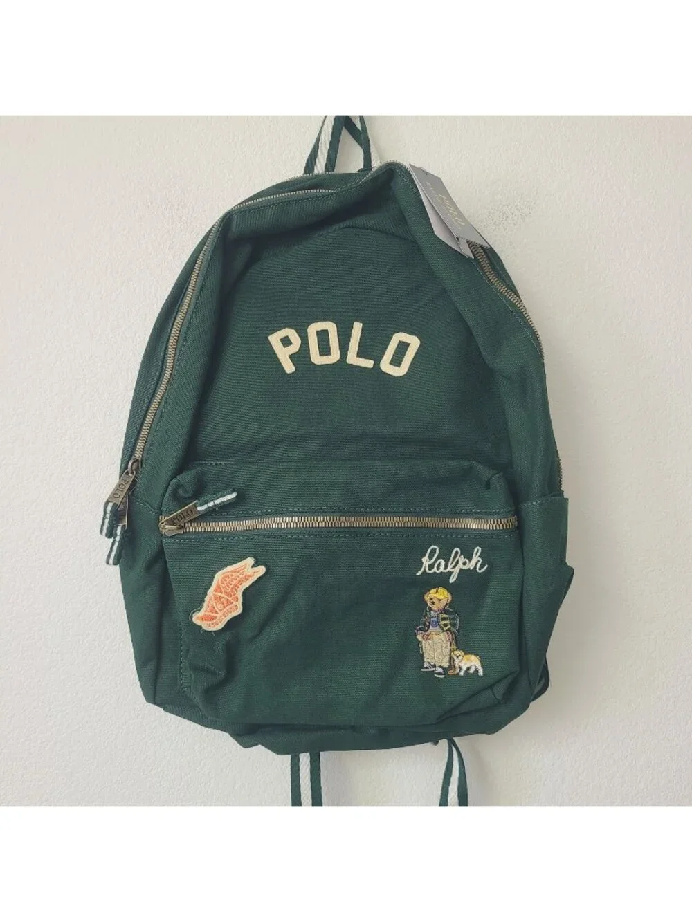Polo Ralph Lauren Polo Bear Dog Patchwork Backpack 9AR149-BCV Moss Agate
